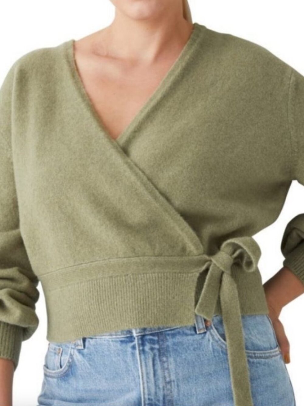 & Other Stories Olive Green Wrap Sweater